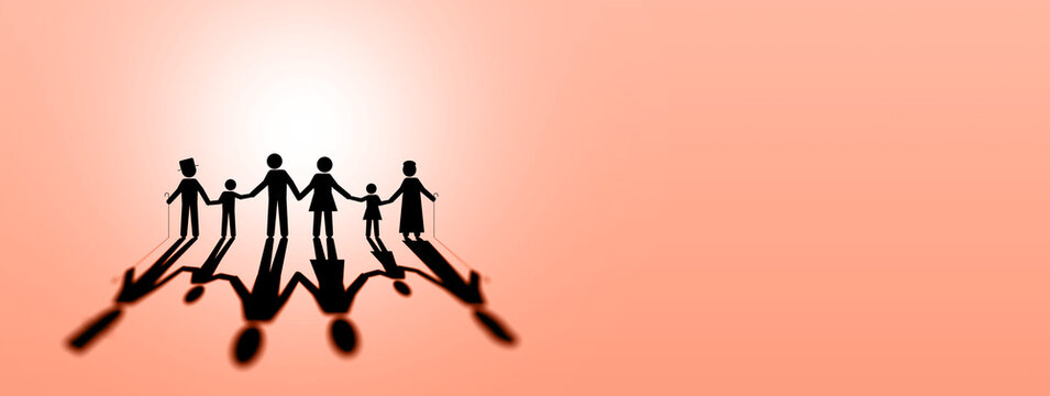 Extended family icon silhouettes, expressing families love, mental health, emotional support, insurance protection, budgeting awareness, foster care, homeschooling education, parenting, and wellbeing - Powered by Adobe