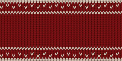 Red wool knitted texture with white stripes seamless pattern background