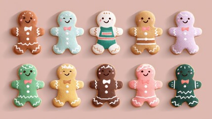 Colorful gingerbread cookies arranged in a cheerful display for the holiday season
