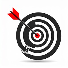 A red arrow hits the bullseye, cracking the target