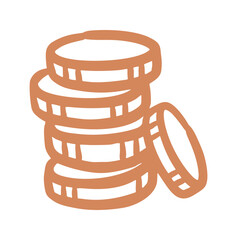 stack of coins doodle icon. Vector doodle illustration icon isolated on white bg