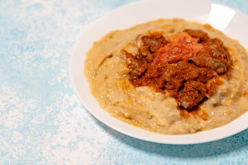 Close-Up of local food Turkish Hünkar Beğendi
