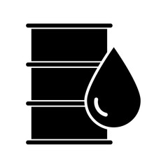 Barrel of oil glyph icon on white background.