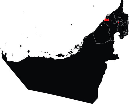 Vector Map of Ajman on Map of UAE