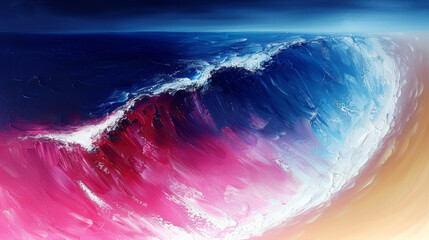 Abstract ocean wave with bold color strokes