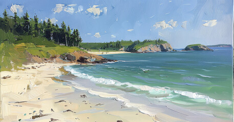 Sunny Coastal Beach Illustration
