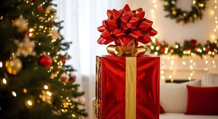 Child Dressed as Christmas Gift Box