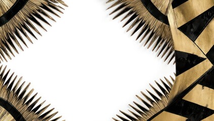 Abstract Black and Gold Pattern Frame with White Space.