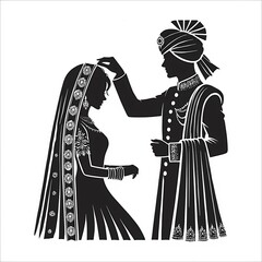 Traditional Indian Wedding Varmala Ceremony Silhouetted