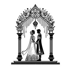 Traditional Indian Wedding Varmala Ceremony Silhouetted