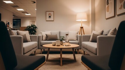 Fototapeta premium Interior Design of a Living Room with Sofa and Table