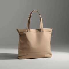 Minimalist beige leather handbag on a subtle monochrome background.