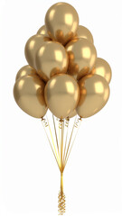 Gold balloon holiday background cluster of shiny metallic balloons tied with ribbon creating festive elegant celebration mood