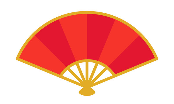 日本の扇子のミニマルなシンプルイラスト（正月、和、赤）