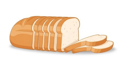 Sliced Loaf of White Bread Isolated on White Background.