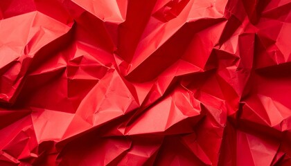 Naklejka premium Red crumpled paper background and texture. Wrinkled creased paper red abstract 