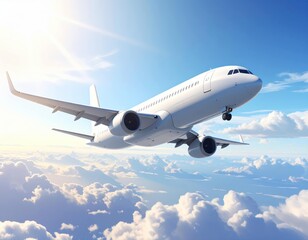 Obraz premium 3D realistic Airplane fly isolated on white background tourism travelling abroad journey concept with copy space for your text or design