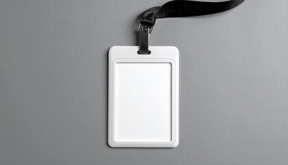 Blank badge mockup isolated on grey clipping path. Name Tag with ribbon, Corporate design. 