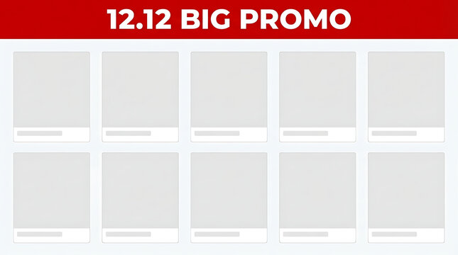 1212 Big Promo Sale Event with Blank Product Display Grid.