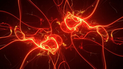 Fiery abstract energy trails glowing with intense red light, perfect for modern designs and high-tech visuals with vibrant power