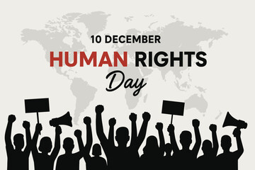 Empowering graphic representation of Human Rights Day, uniting diverse voices for global justice, equality, and fundamental freedoms worldwide