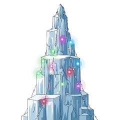 Colorful LED lights on ice tower for Harbin Ice Festival  