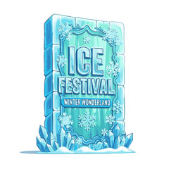 Ice festival entrance sign with winter wonderland theme  