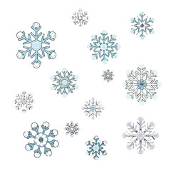 Colorful snowflake light decorations for winter, concept of Harbin Ice Festival  