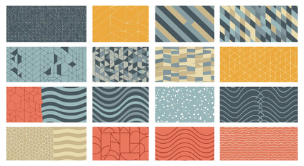 Stylish geometric patterns collection for modern design projects, versatile background assets