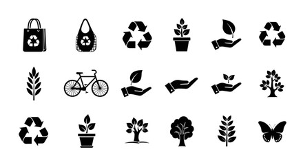 Go green icons for environmental awareness and sustainable living initiatives design pack