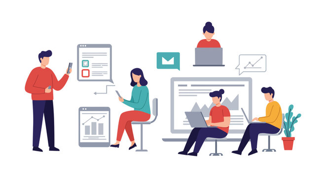 business team collaboration diverse professionals working together using digital tools for teamwork  effective communication in modern workplace