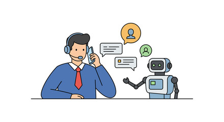 customer service ai chatbot assisting agent providing support in a call center illustrating automation efficiency and modern communication