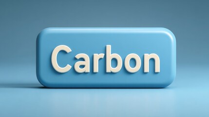 Blue cube embellished with the word carbon representing environmental responsibility and sustainable practices