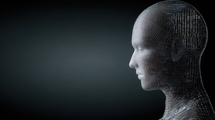 Head with grid pattern illustrating the concept of corporate ai financial strategy framework and data management