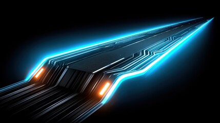 Futuristic spaceship with glowing lights depicting advanced technology in corporate ai financial strategy framework