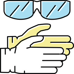 Obraz premium Protective Safety Glasses and Yellow Gloves on Transparent Background Minimalist Vector Illustration