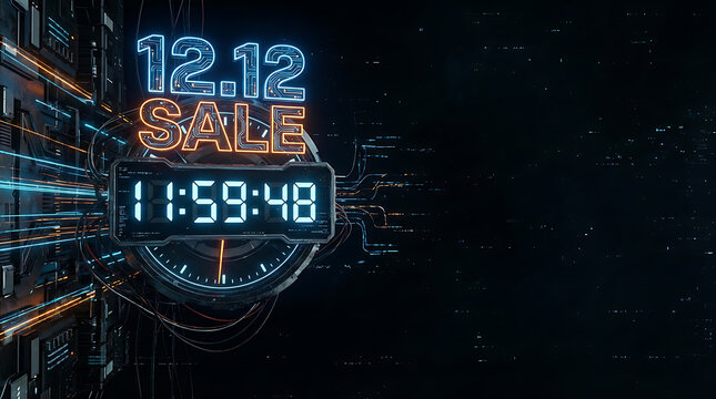 1212 Sale Countdown Timer with Digital Glitch Effect.