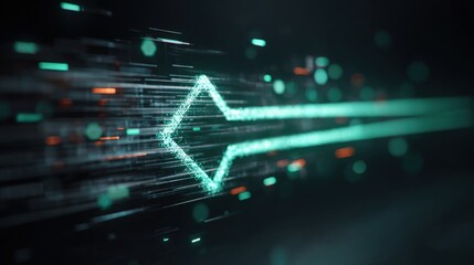 Green arrow on black background symbolizing progress and forward movement in corporate ai market leadership strategy