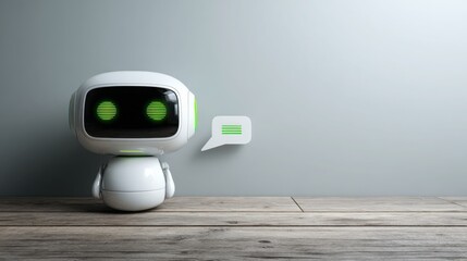 Financial bot with green light on its head signifying intelligent communication and innovative financial advisory solutions