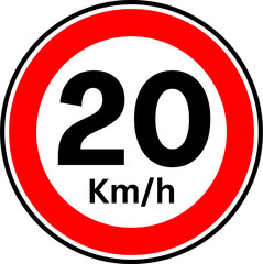 Speed Limit 20 kmh Traffic Sign Vector