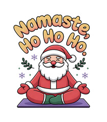 Obraz premium Red cartoon Santa meditating on yoga mat with 