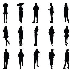 Vector collection set of individual people silhouettes.	