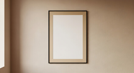 Blank framed poster in beige interior 43710390 1