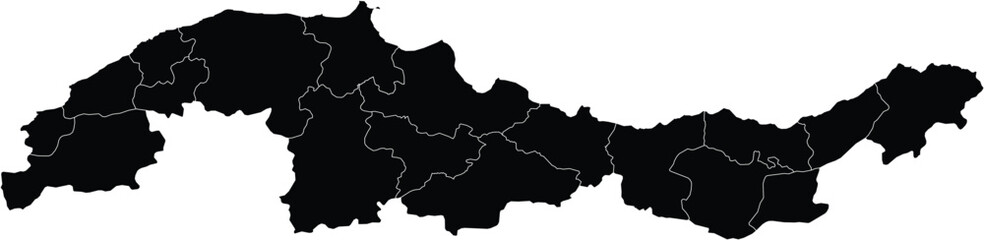 Vector Map of Black Sea Region of Turkey Isolated Silhouette