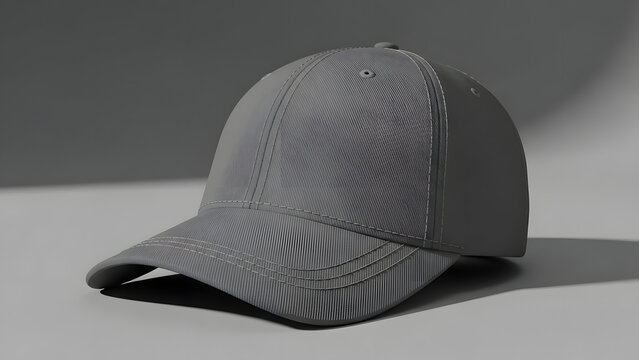 Unique textured grey baseball cap mockup, perfect for clothing branding, sports apparel, or abstract design projects. - Powered by Adobe