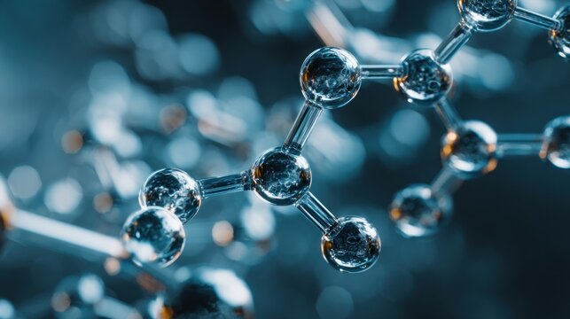 Abstract molecular structure with spherical shapes showcasing scientific precision