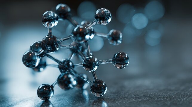 Abstract Molecular Structure Render Showing Scientific Connectivity and Research