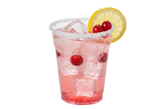 sugared cranberry fizz cocktail isolated