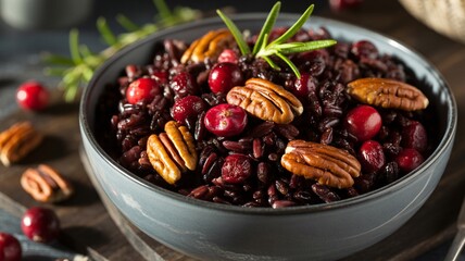 Elevated wild rice salad with cranberries and pecans is a delicious and healthy holiday side dish