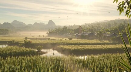 Start your day with a cup of coffee and cookies overlooking the stunning rice fields of Bali in the morning sun, a tranquil escape for the senses